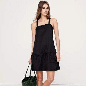 Flounce-Hem Mini Dress In Black